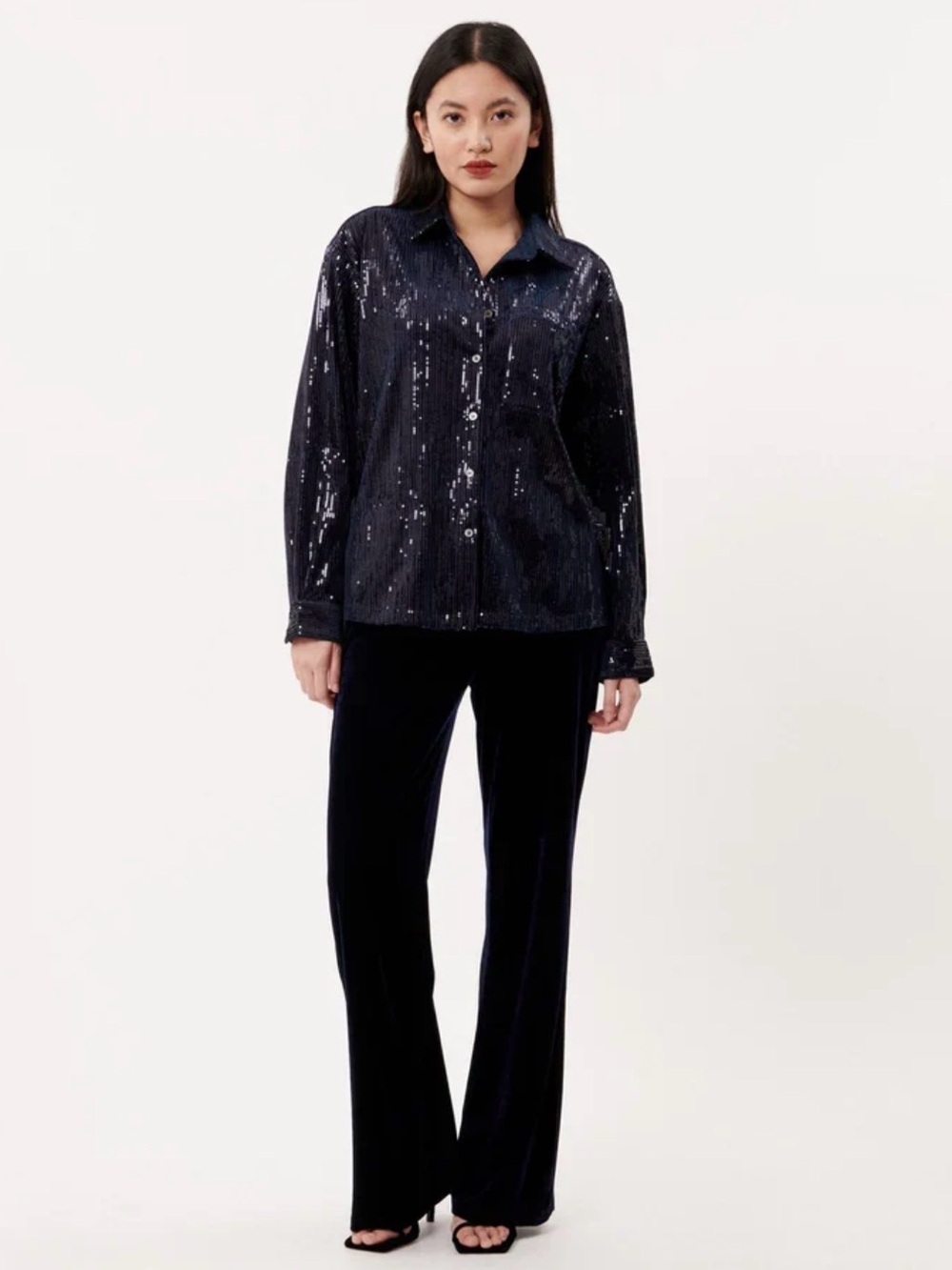FRNCH Maelle Sequin Shirt - Bleu Marine